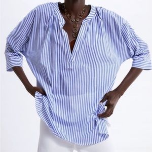 Zara 💙 oversized striped tunic